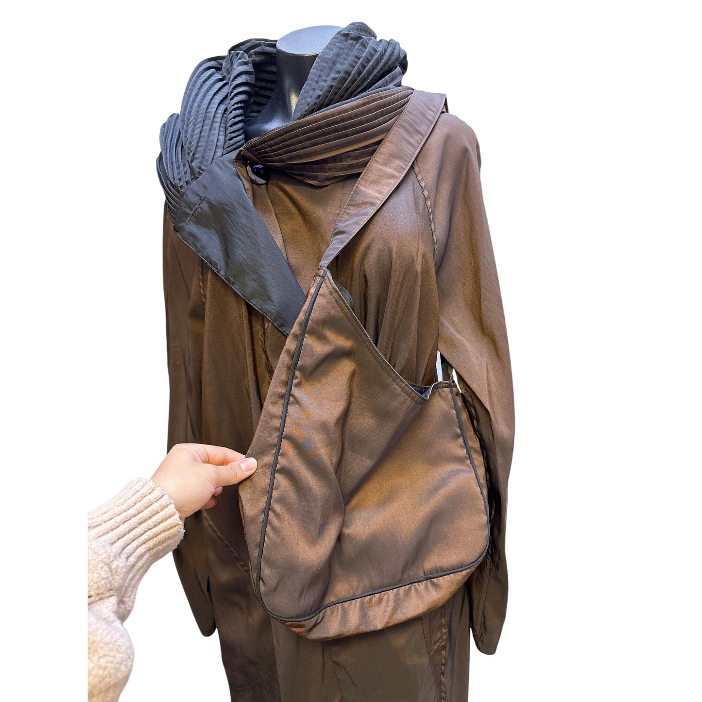 Mycra Pac Brown/Black Reversible Coat Size M/L w/Matching Bag