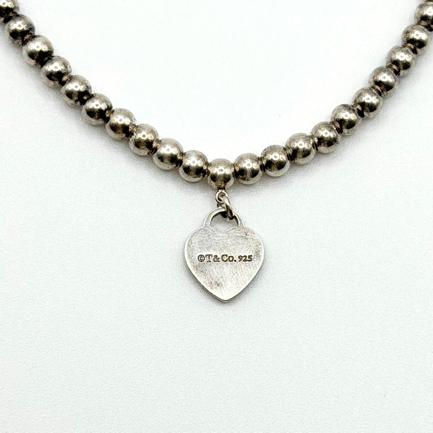 Tiffany & Co. Sterling Silver Heart Tag Bead Bracelet 925