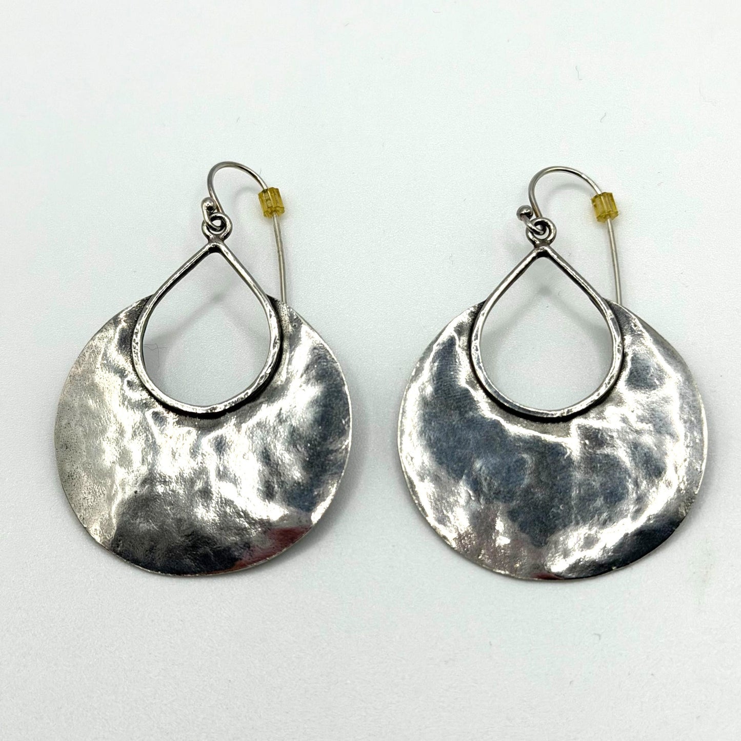 Silpada 925 Sterling Silver Hammered Teardrop Disc Earrings