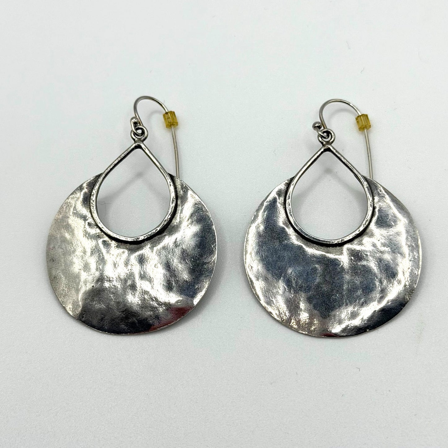Silpada 925 Sterling Silver Hammered Teardrop Disc Earrings