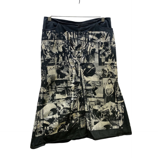Isabel De Pedro Mr. Cat Black & White Graphic Skirt With Pockets 12