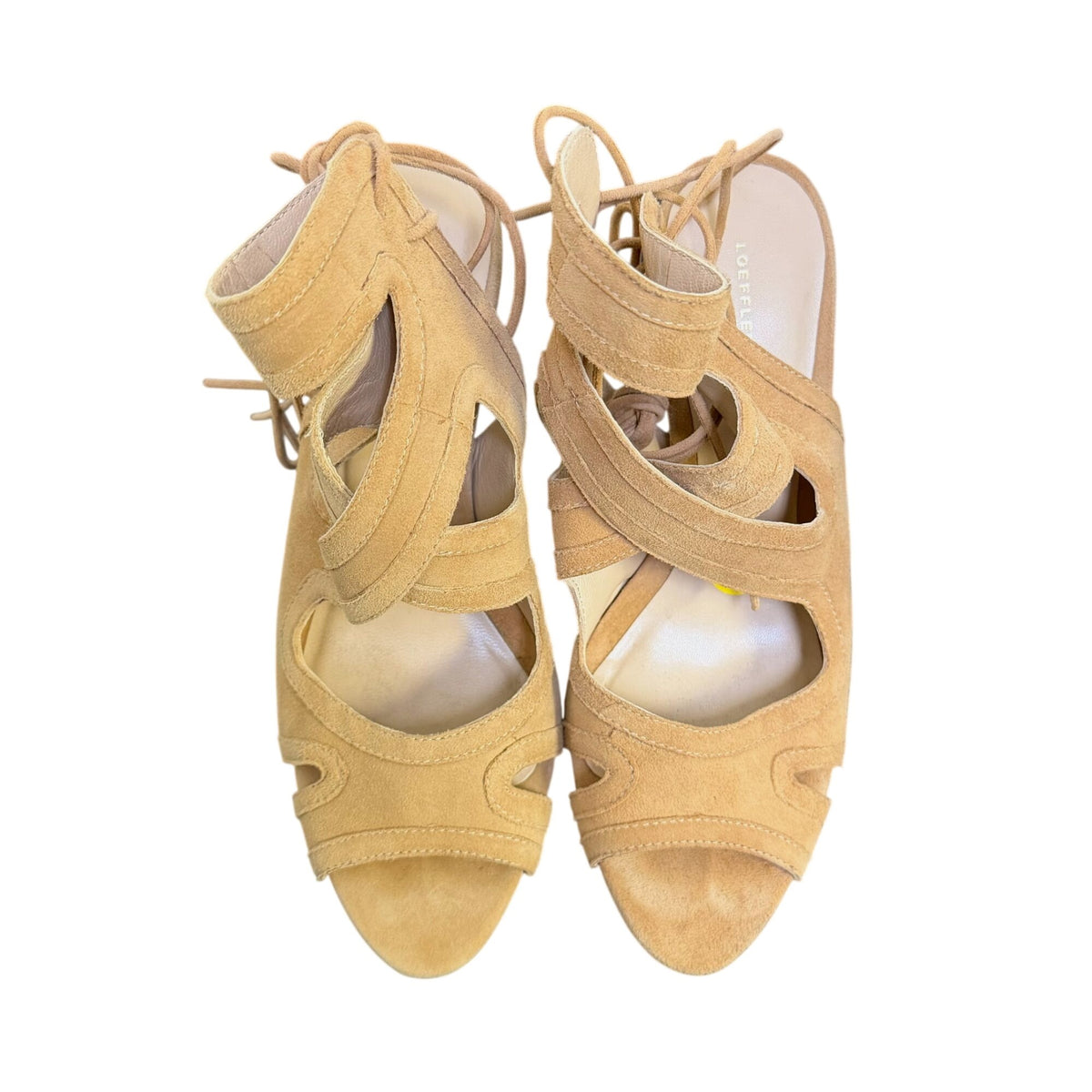 Loeffler Randall Tan Suede Lace-Up Strappy Heel Sandals Size 7