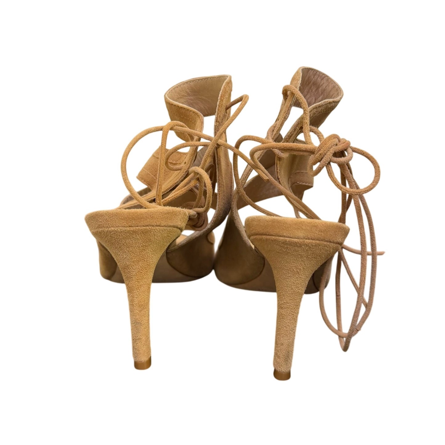 Loeffler Randall Tan Suede Lace-Up Strappy Heel Sandals Size 7