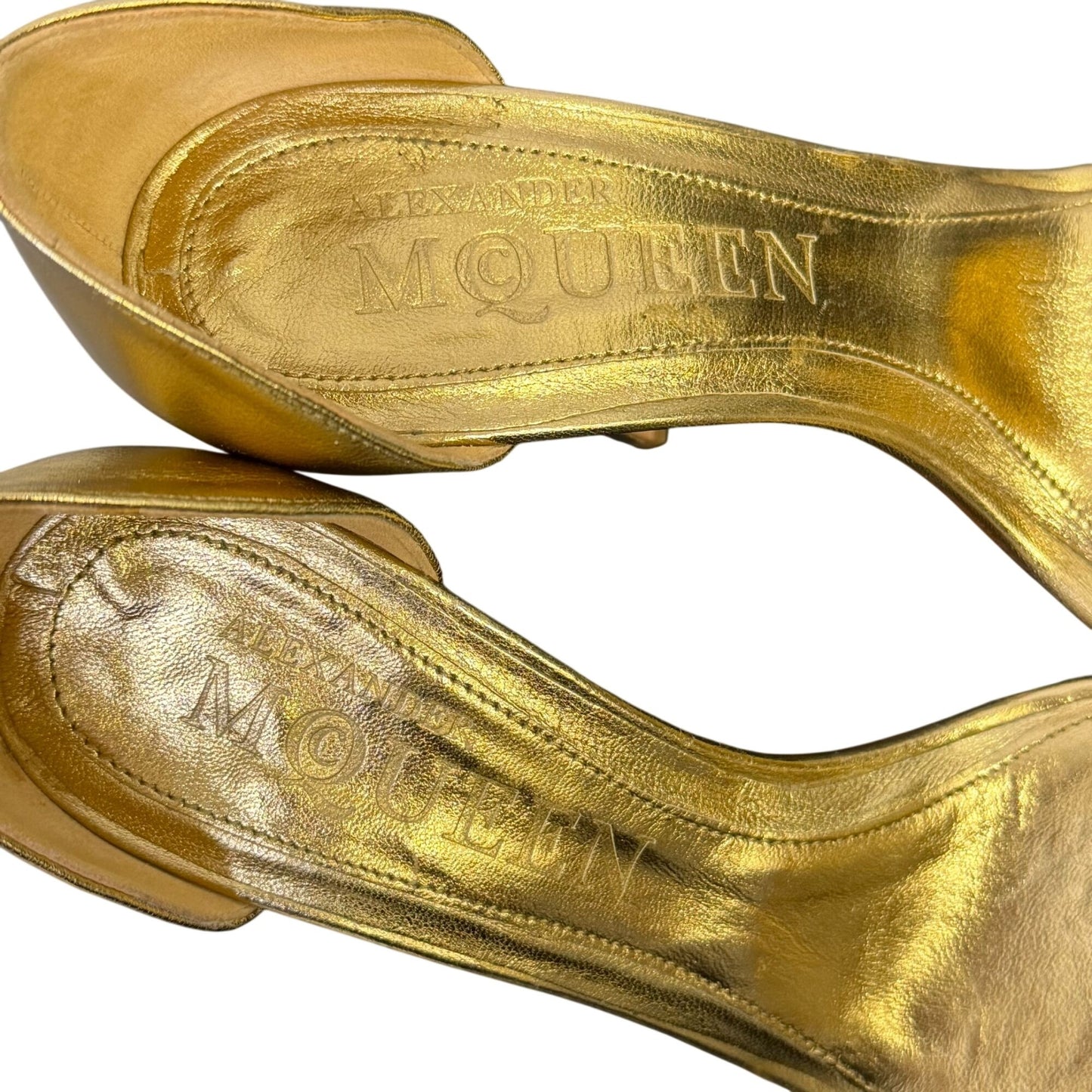 Alexander McQueen Gold Jeweled Skull Chain Detail Heels Size 6