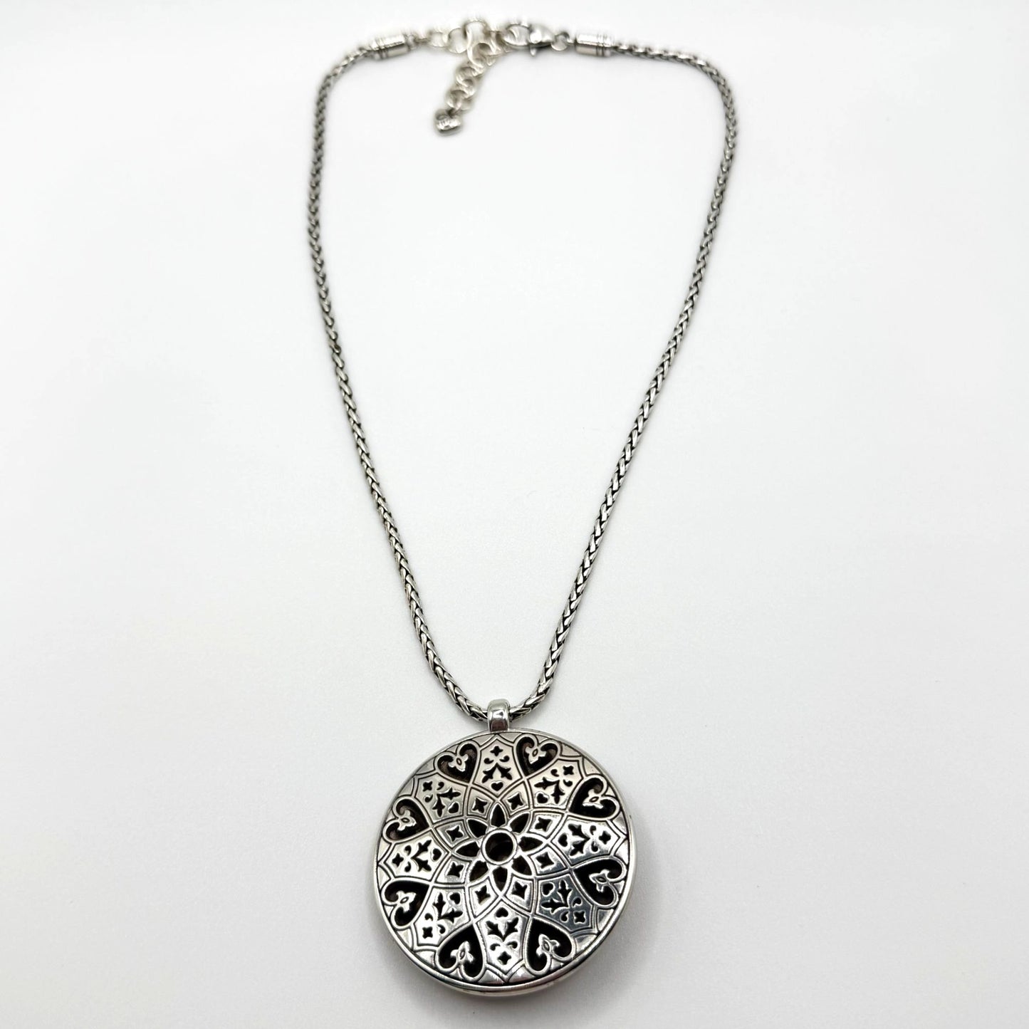 Brighton Zahra Pink Crystal Round Disc Pendant Silver-Tone Necklace