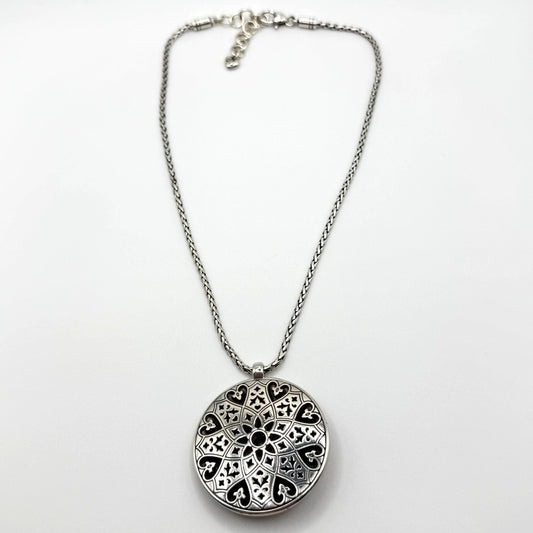 Brighton Zahra Pink Crystal Round Disc Pendant Silver-Tone Necklace