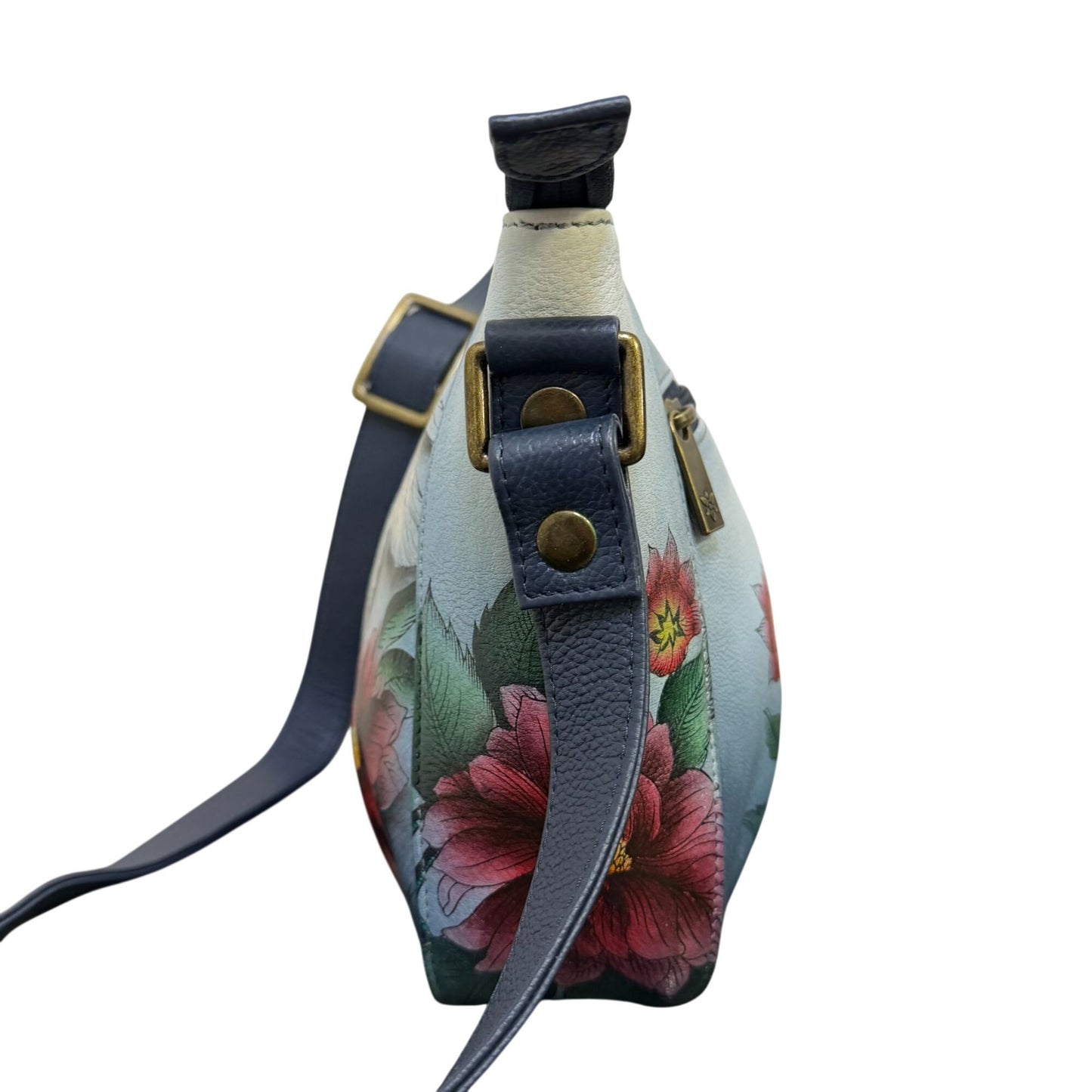 Anuscka Swan Floral Leather Crossbody Handbag With Artistic Design