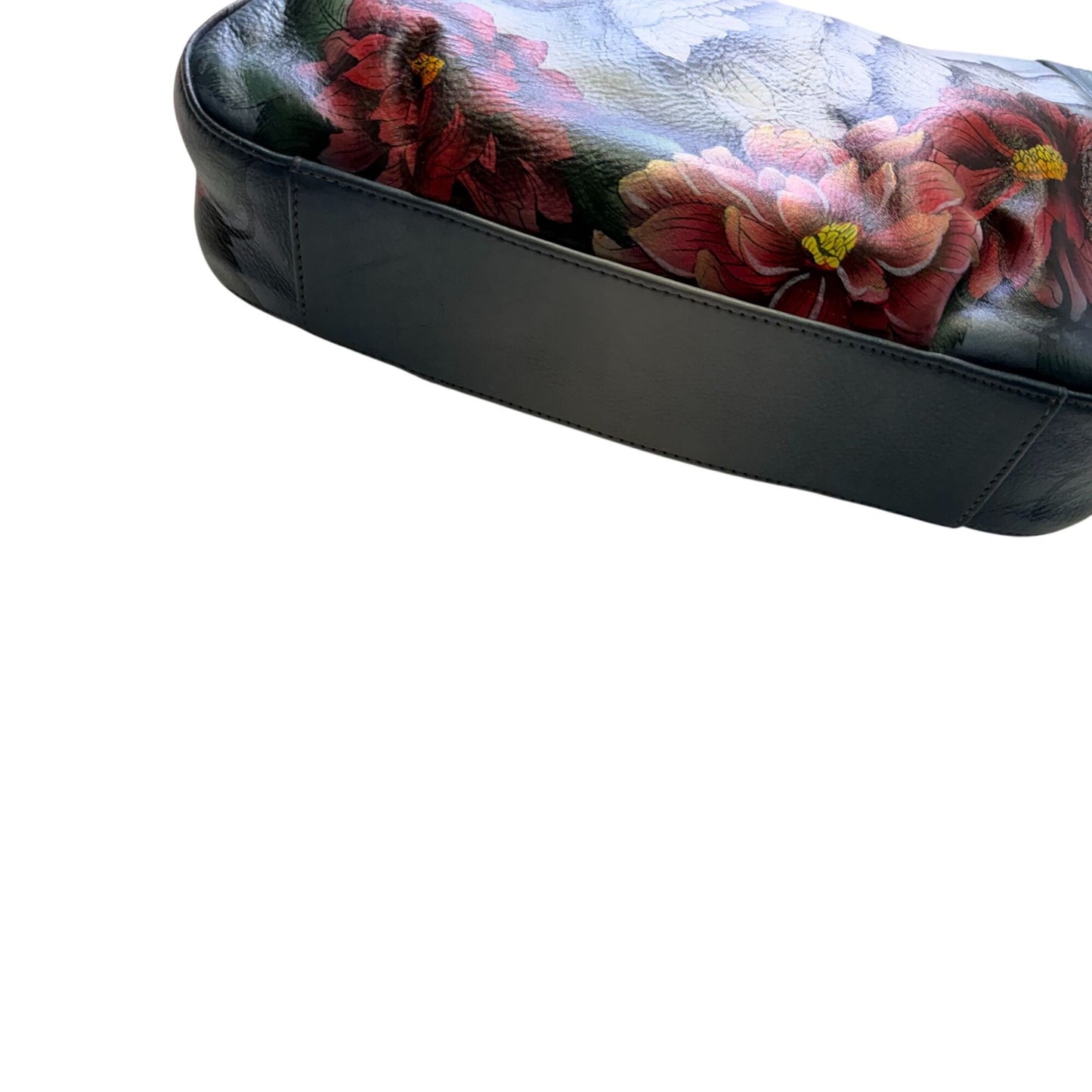 Anuscka Swan Floral Leather Crossbody Handbag With Artistic Design