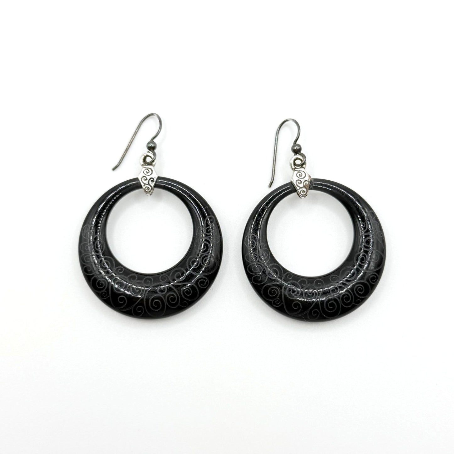 Brighton Black & Silver Boho Hoop Earrings