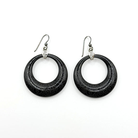 Brighton Black & Silver Boho Hoop Earrings