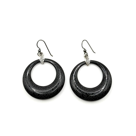 Brighton Black & Silver Boho Hoop Earrings