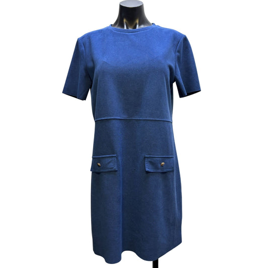 Zara Short Sleeve Shift Dress Blue Size M