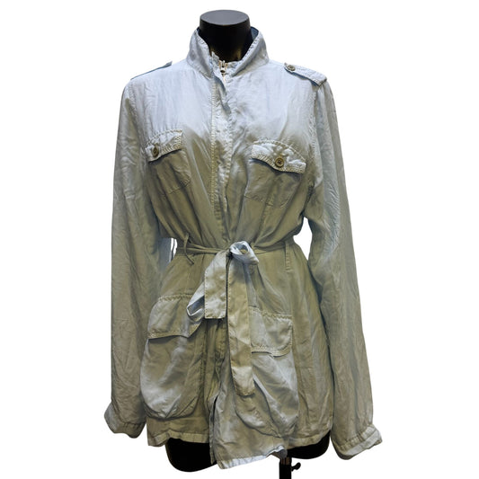 Pete & Greta Silk Belted Jacket Blue M