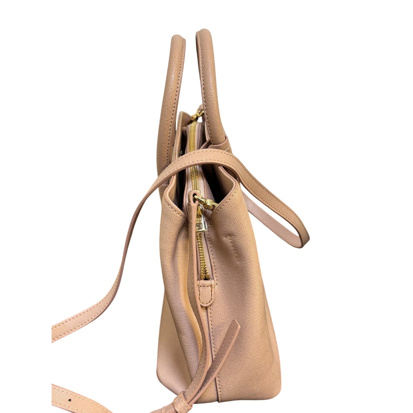 Furla Blush Pink Leather Handbag With Adjustable Crossbody Strap