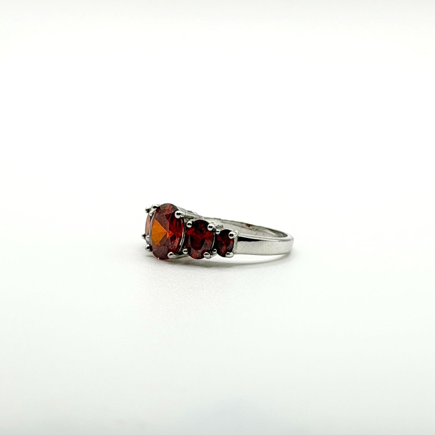 Chuck Clemency Orange Garnet Gemstone Ring 925 Sterling Silver Size 10.5