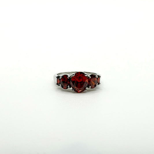 Chuck Clemency Orange Garnet Gemstone Ring 925 Sterling Silver Size 10.5