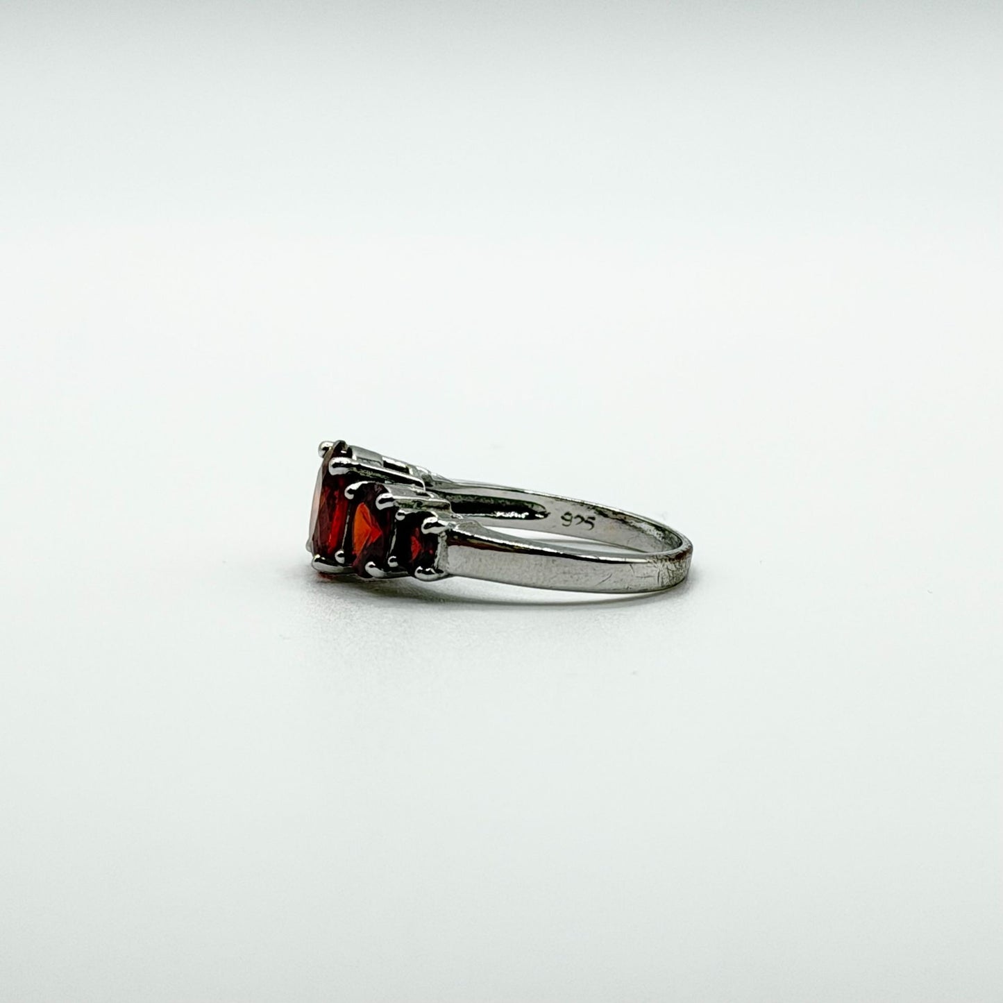 Chuck Clemency Orange Garnet Gemstone Ring 925 Sterling Silver Size 10.5