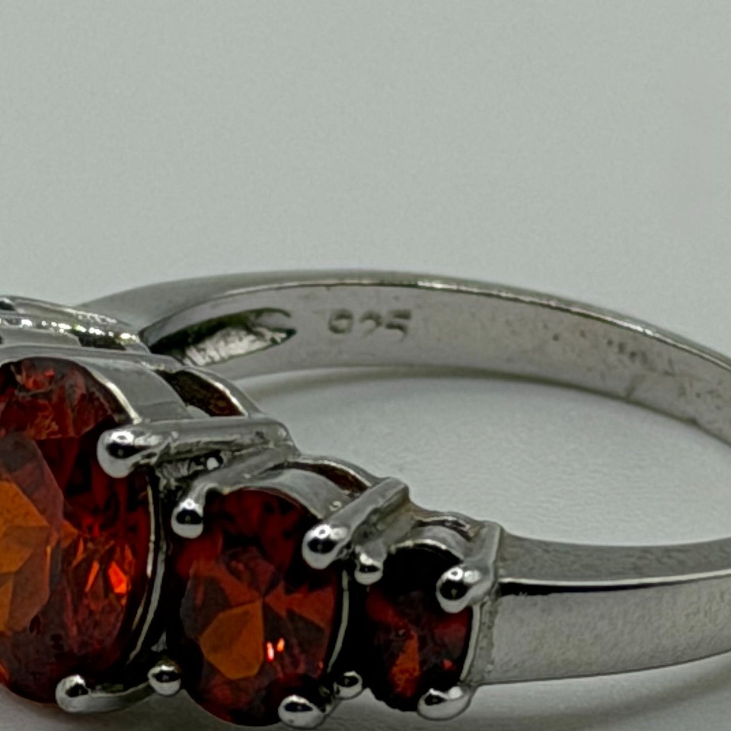 Chuck Clemency Orange Garnet Gemstone Ring 925 Sterling Silver Size 10.5