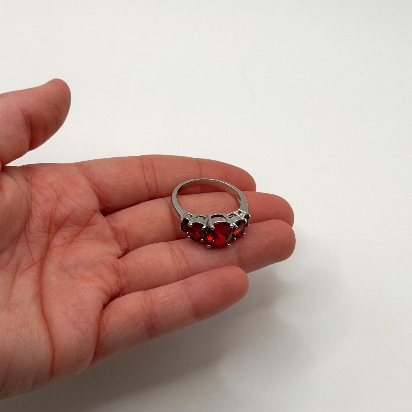 Chuck Clemency Orange Garnet Gemstone Ring 925 Sterling Silver Size 10.5