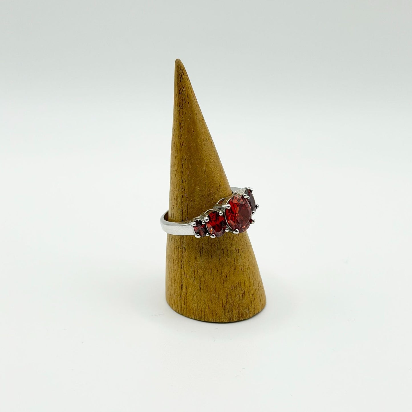 Chuck Clemency Orange Garnet Gemstone Ring 925 Sterling Silver Size 10.5