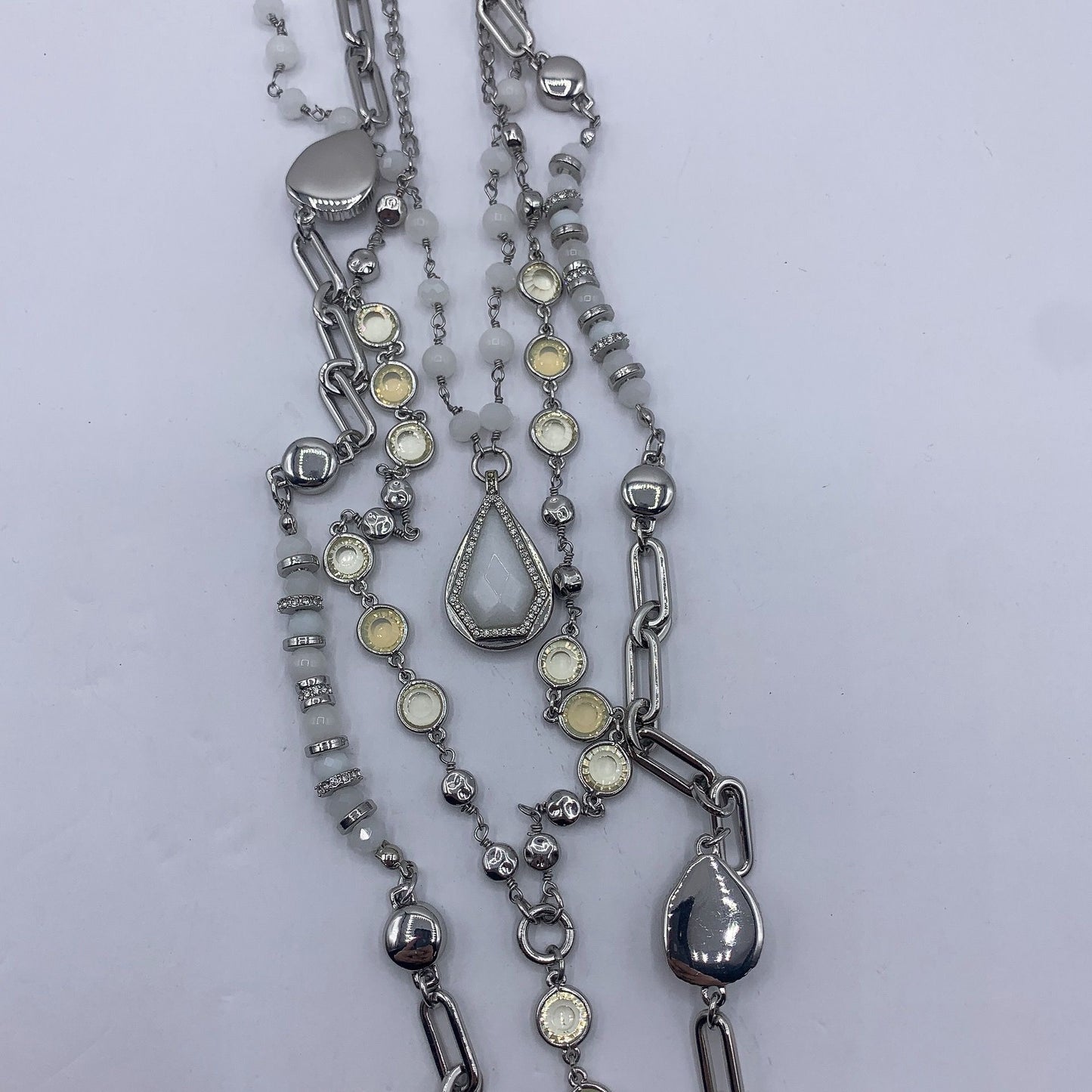 White House Black Market Layered Multi-Strand Silver-Tone Necklace