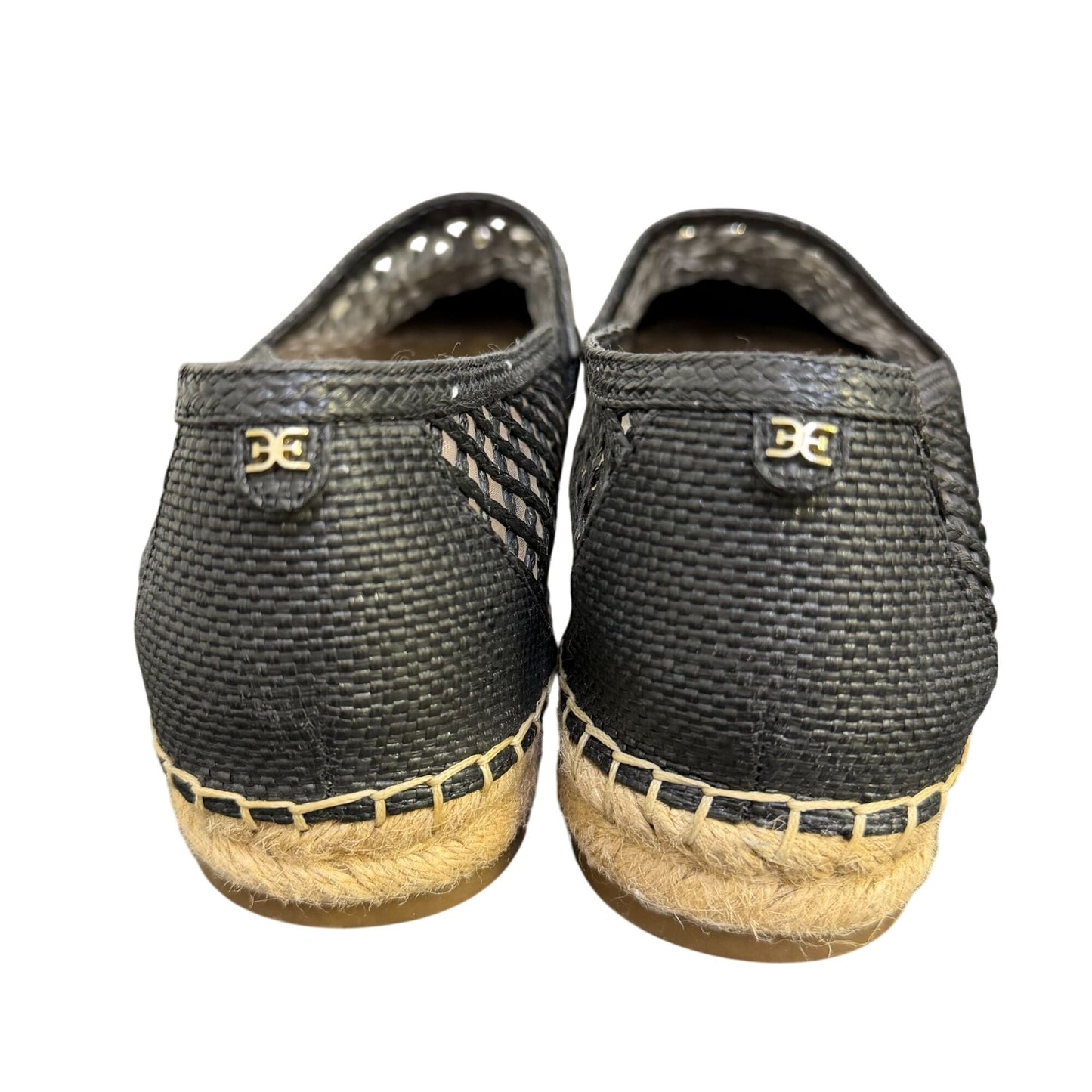 NWOT Sam Edelman Black Mesh Espadrilles With Gold Embellishments Size 10