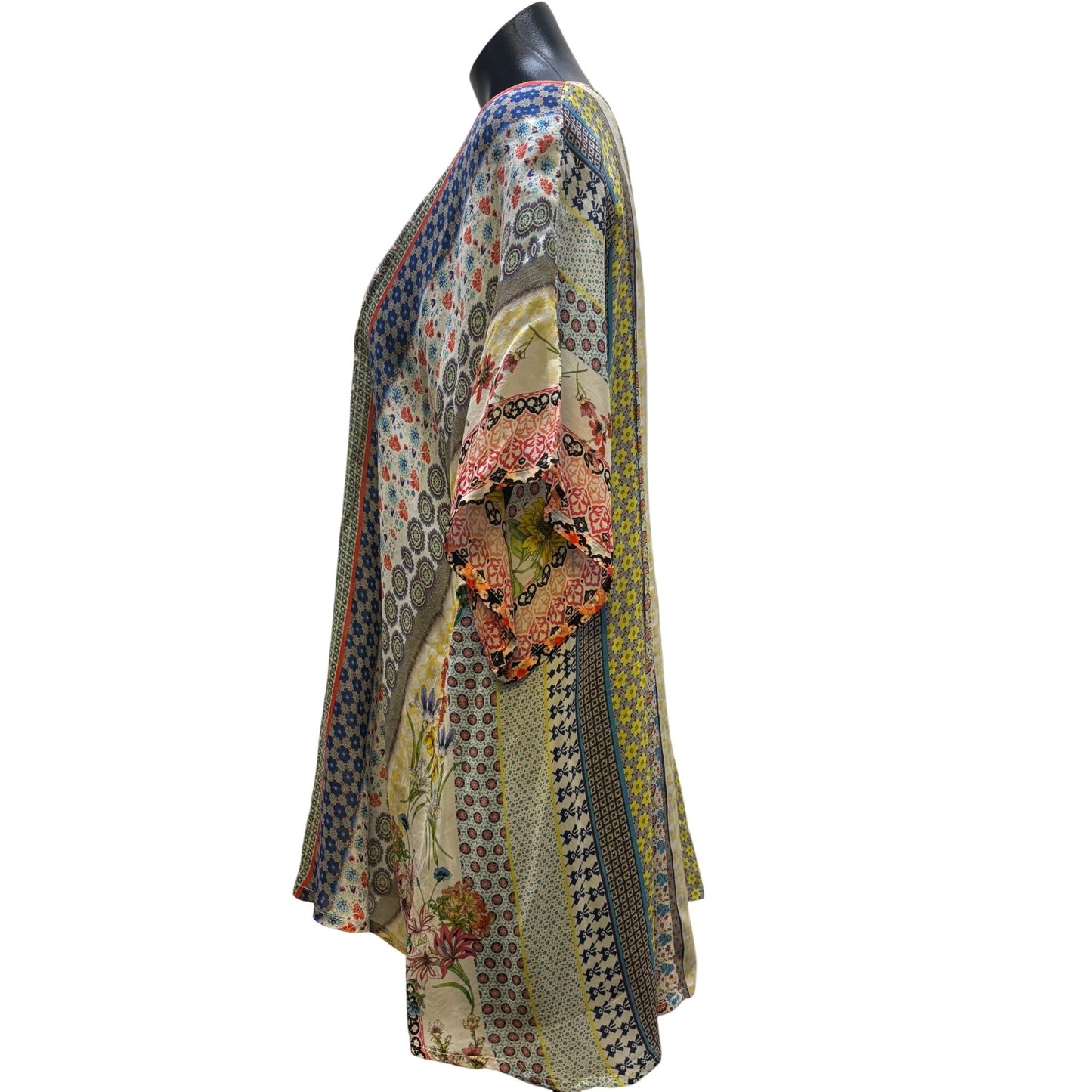Johnny Was Multicolor Floral Patchwork Tunic Blouse L