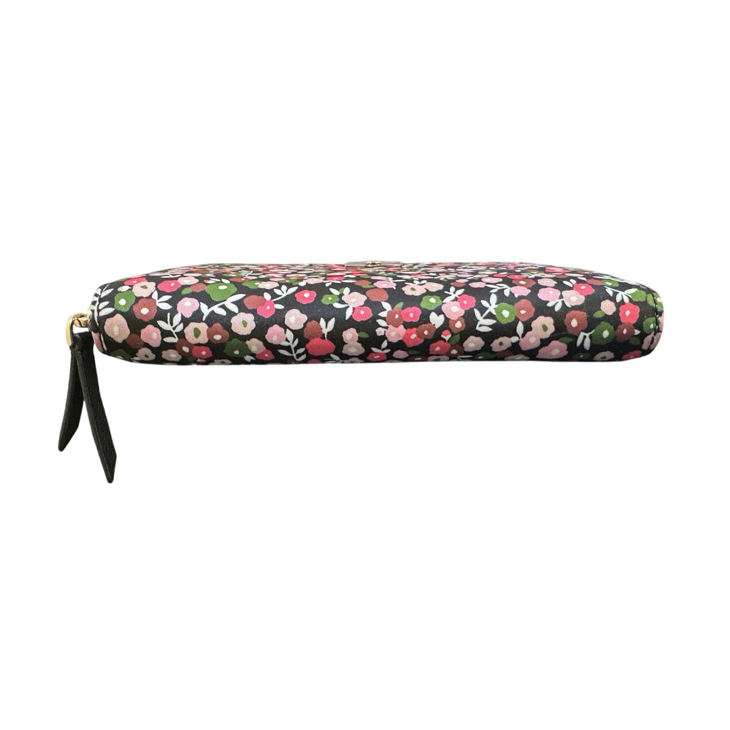 Kate Spade Black Floral Zip-Around Wallet w/Gold-Tone Accents