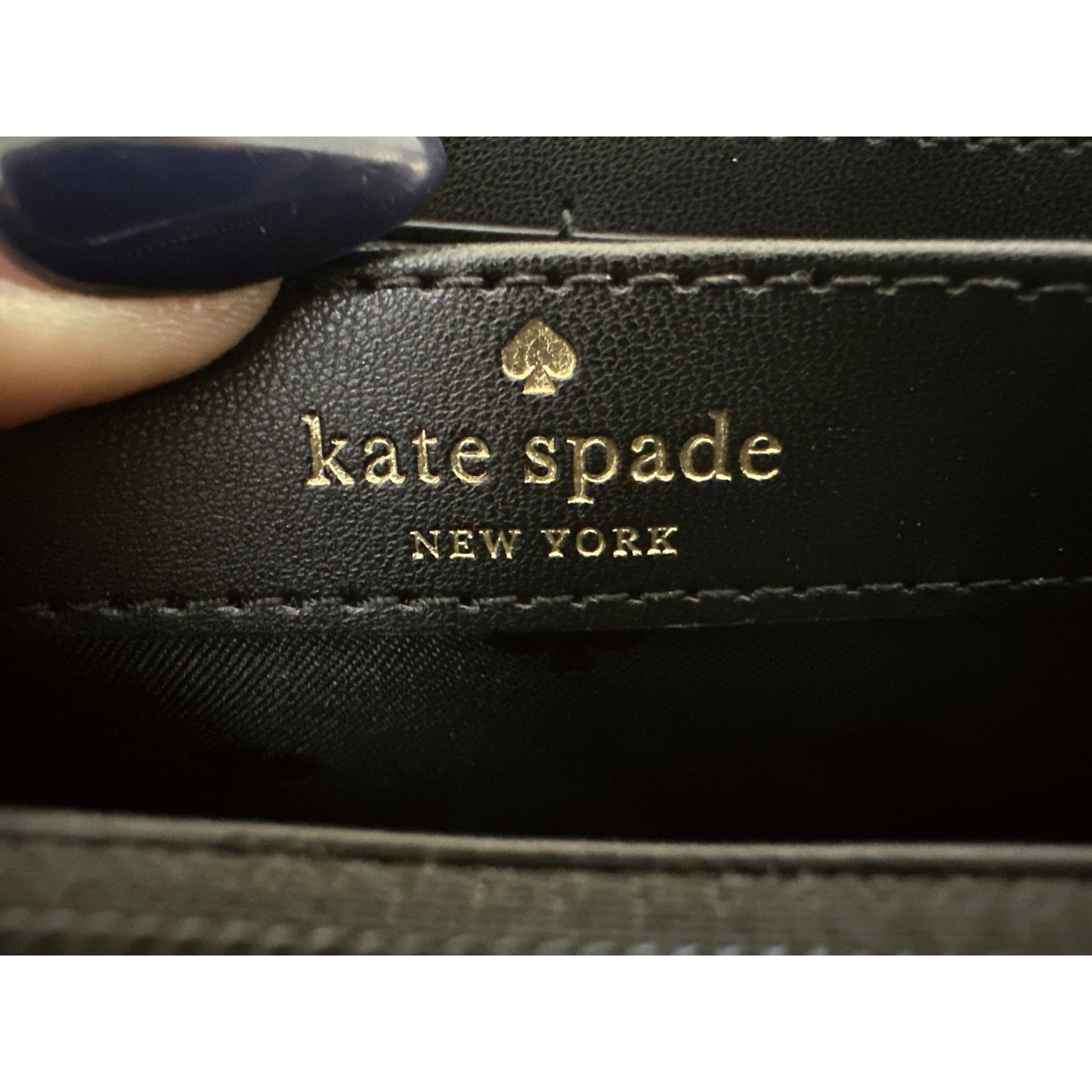 Kate Spade Black Floral Zip-Around Wallet w/Gold-Tone Accents