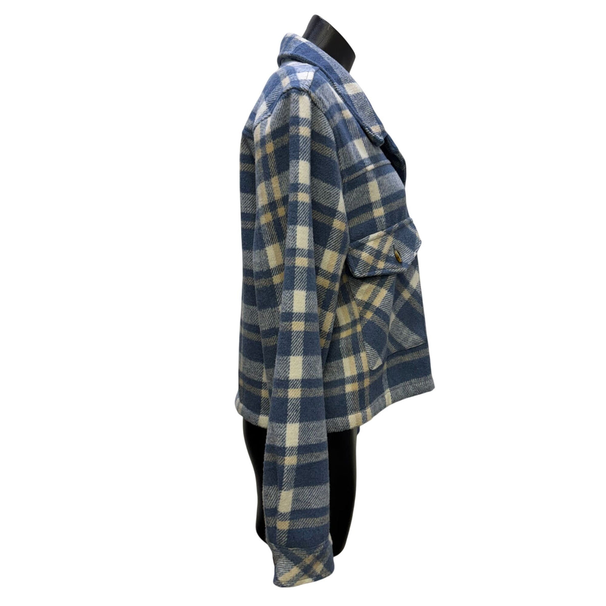 Billy T Plaid Button-Up Jacket Blue Beige M