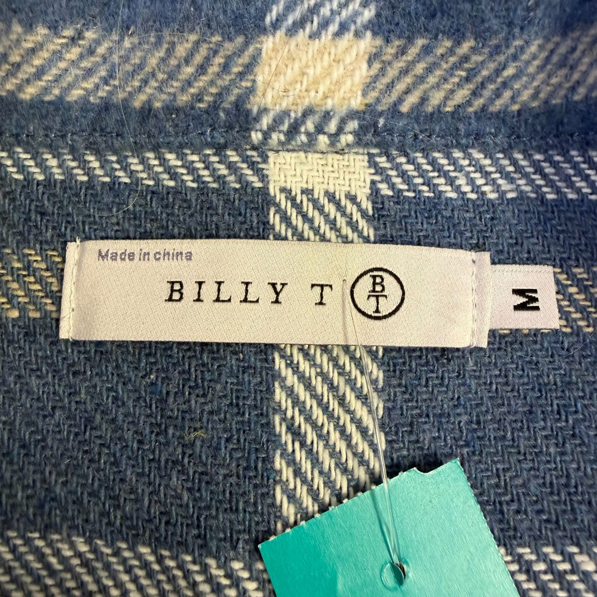 Billy T Plaid Button-Up Jacket Blue Beige M