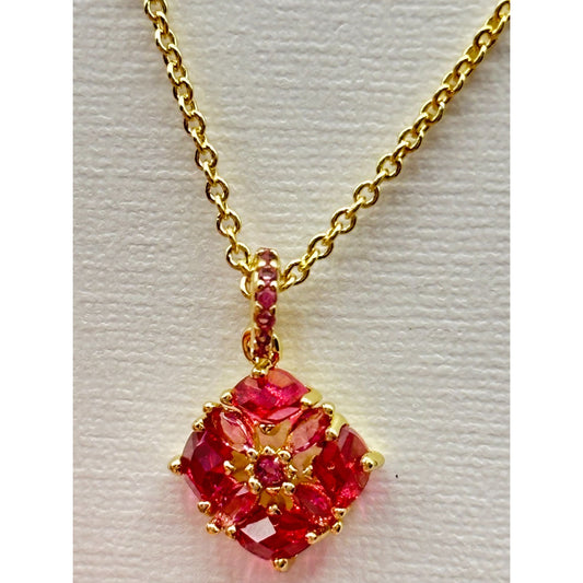 Kendra Scott Dira Crystal Pendant Necklace Gold Chain With Pink Crystal