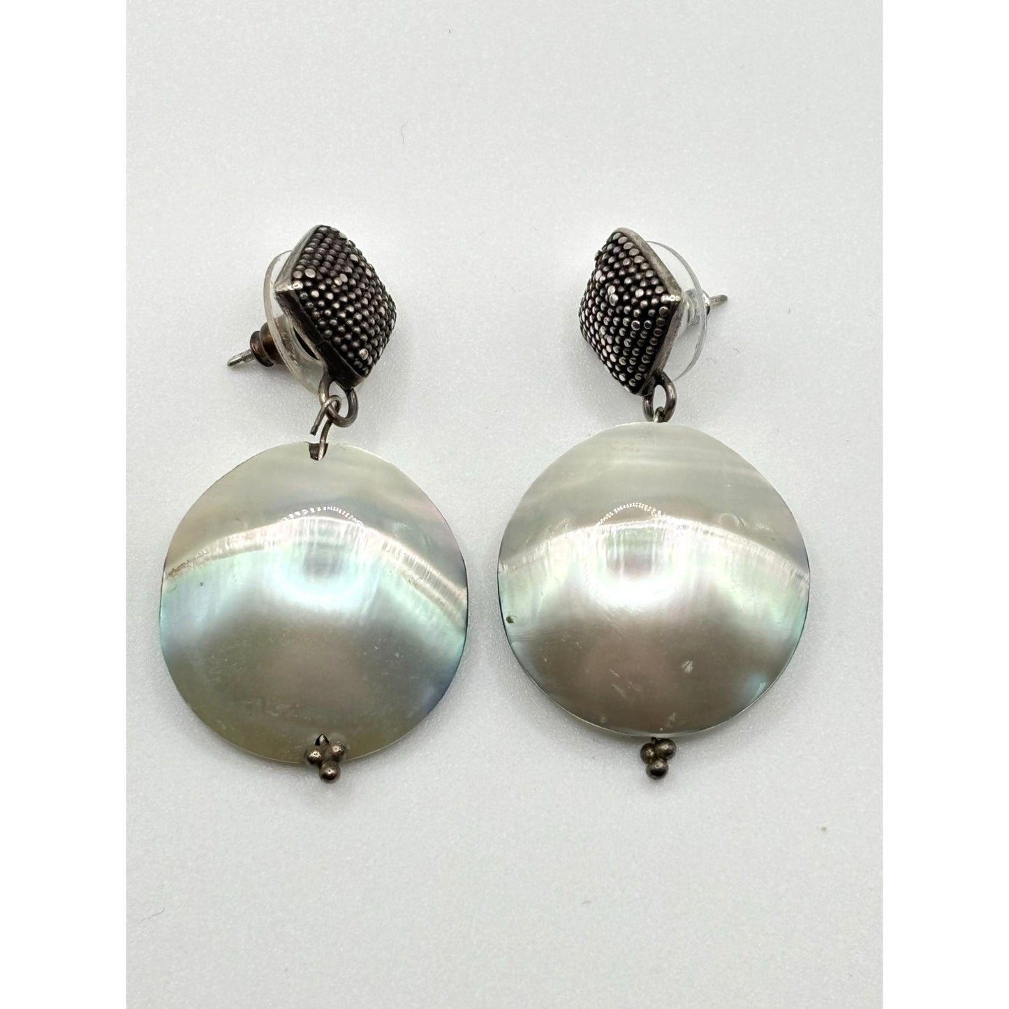 925 Sterling Silver & Mother Of Pearl Dangle Earrings