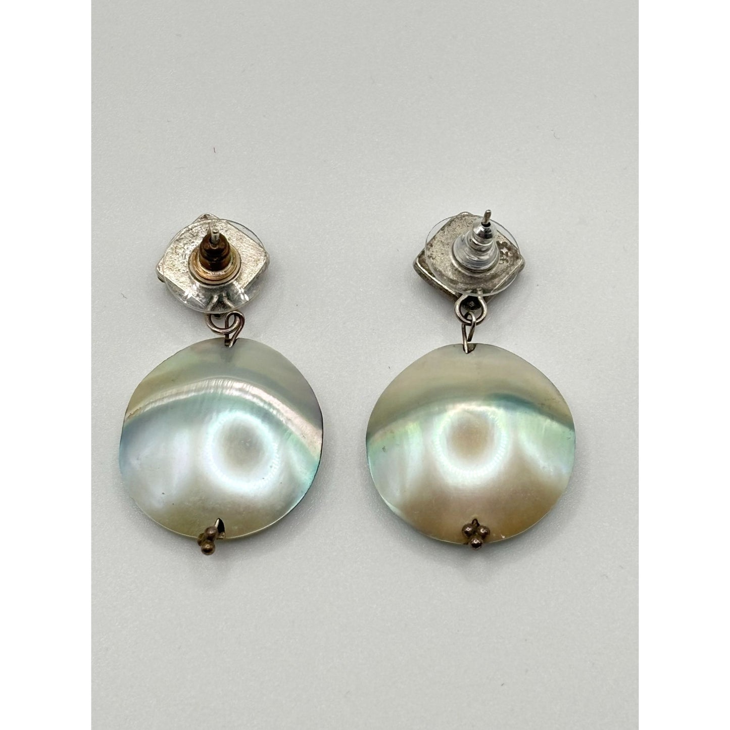 925 Sterling Silver & Mother Of Pearl Dangle Earrings