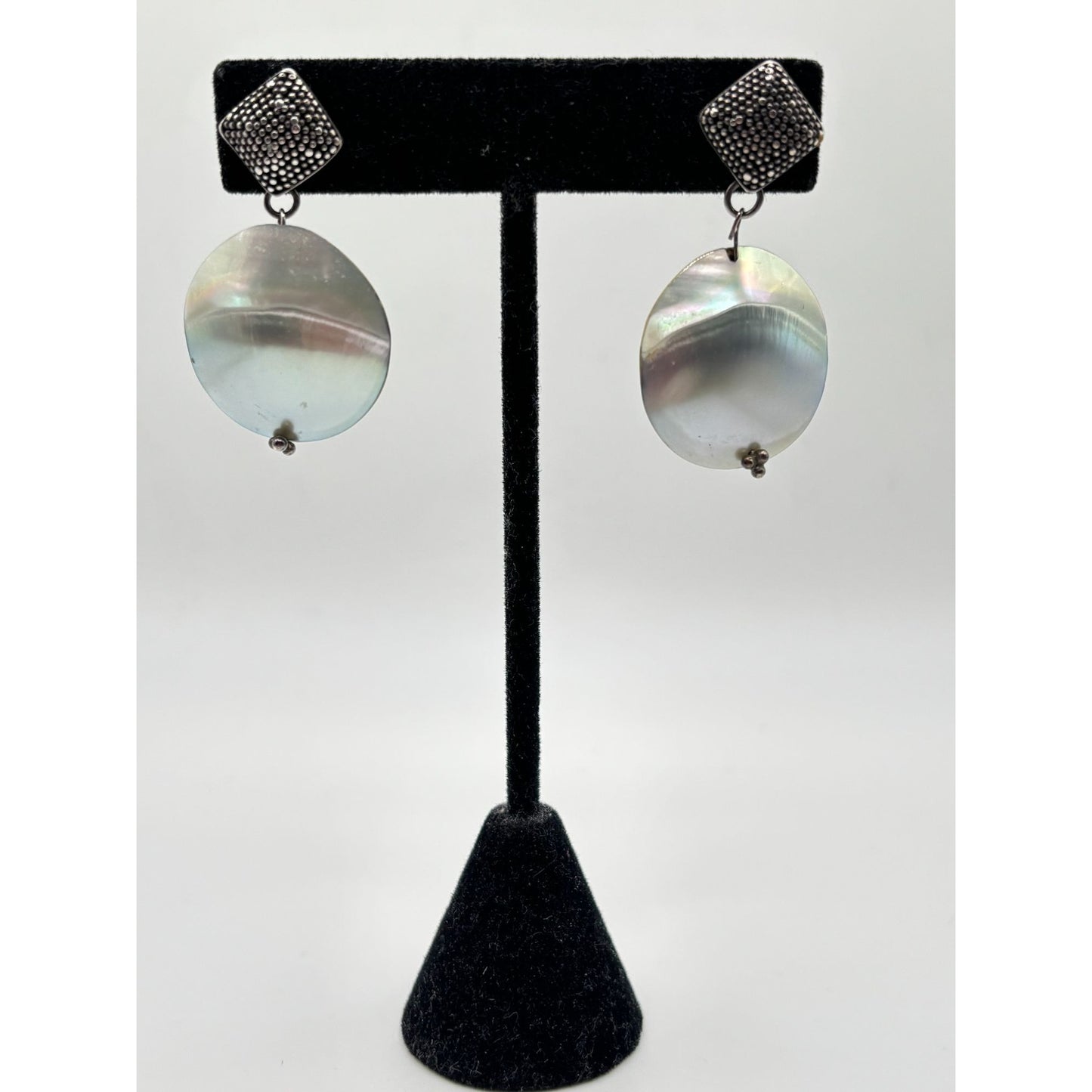 925 Sterling Silver & Mother Of Pearl Dangle Earrings