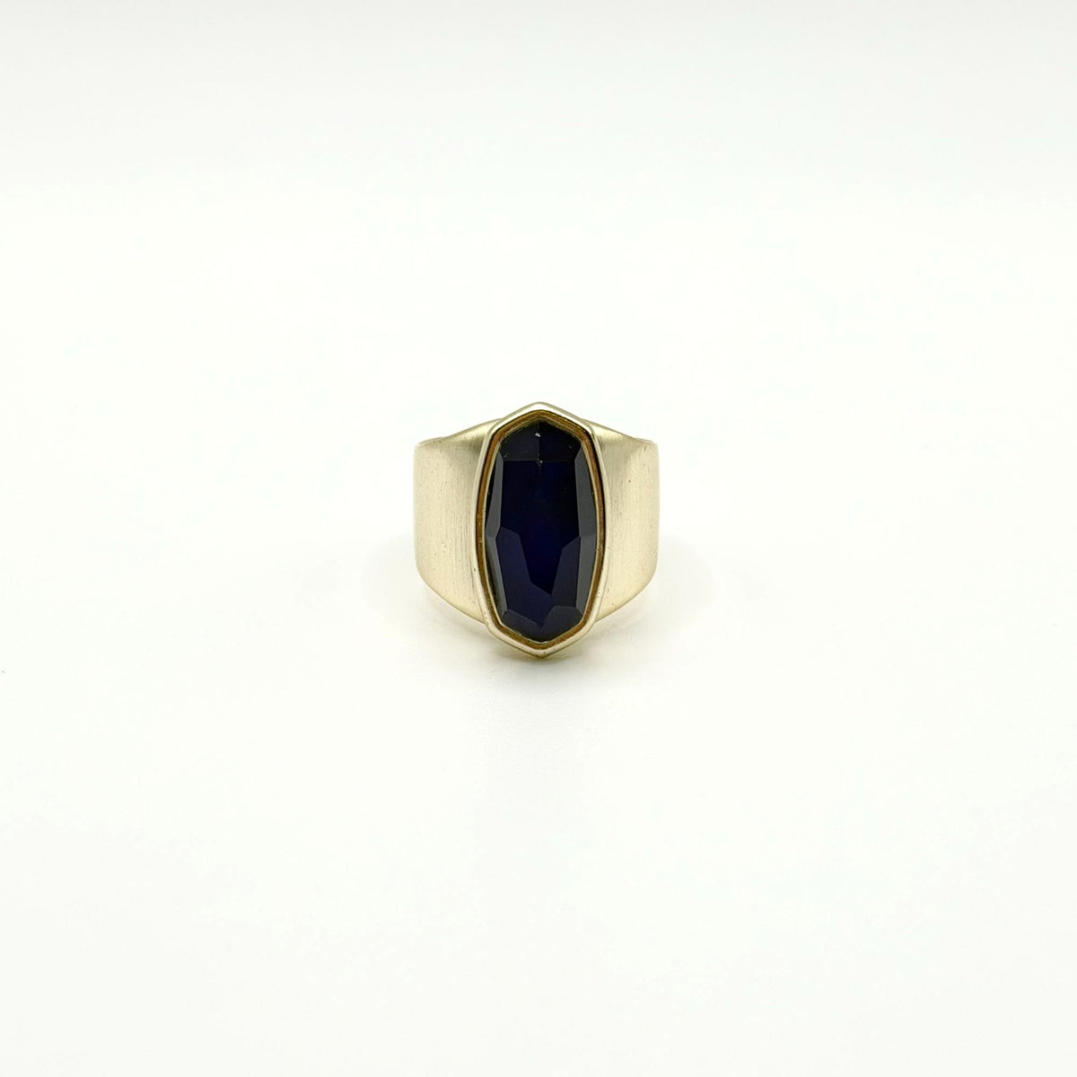 Kendra Scott Gold-Tone Ring With Faceted Blue Glass Stone 7.5