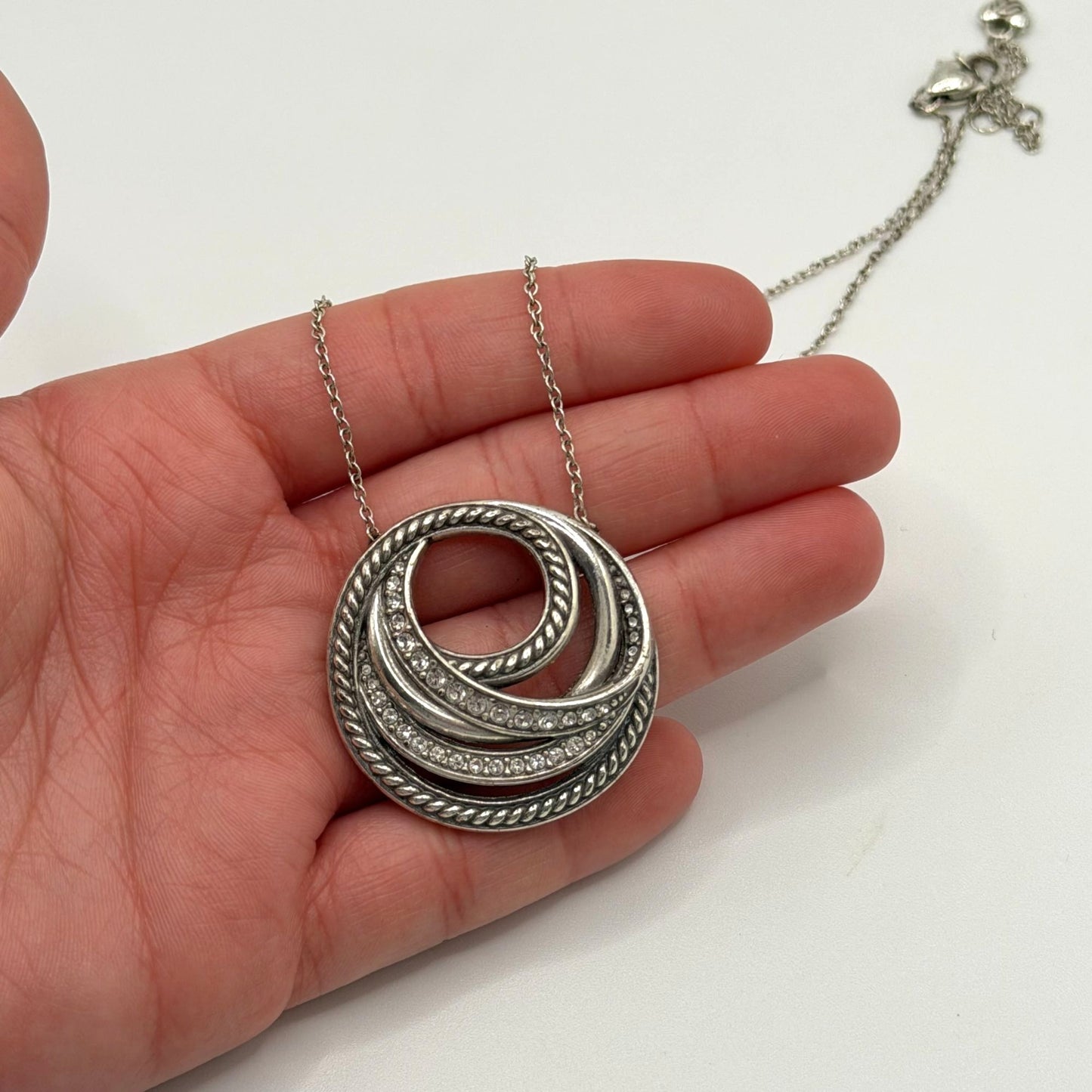Brighton Neptunes Rings Short Silver Tone Crystal Necklace