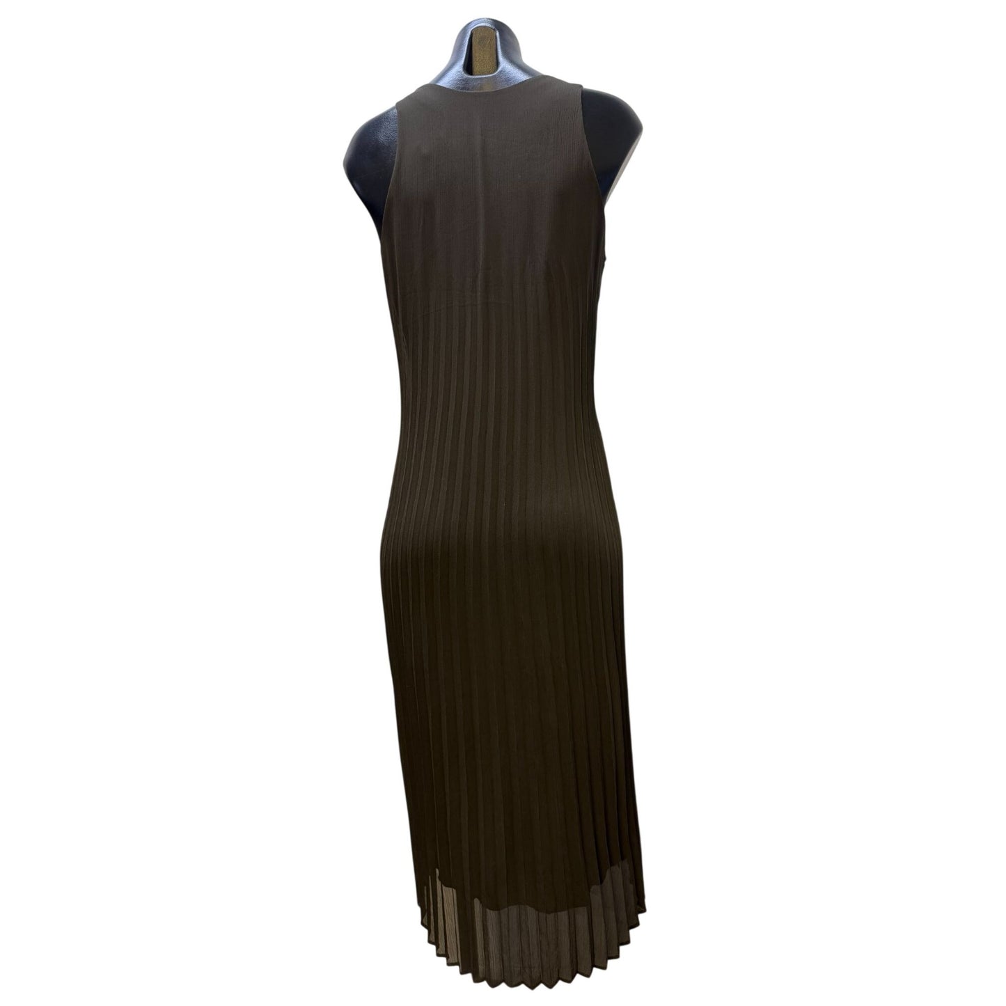 Enza Costa Sleeveless Pleated Midi Dress Green M