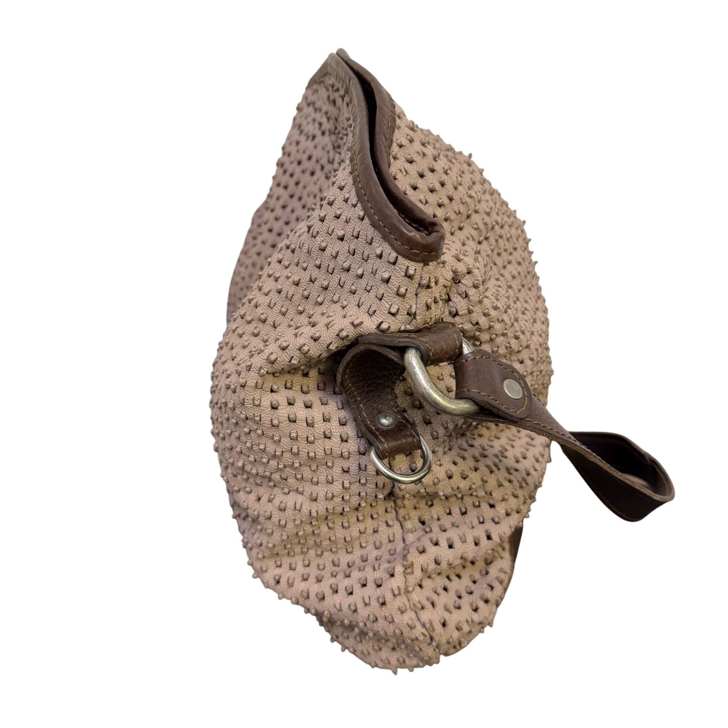 Vin Baker Brown Suede & Leather Shoulder Bag With Textured Design