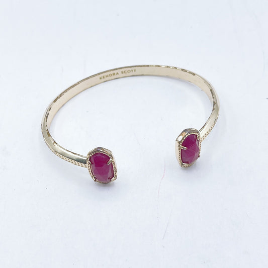 Kendra Scott Gold Cuff Bracelet With Red Gemstones Open Design