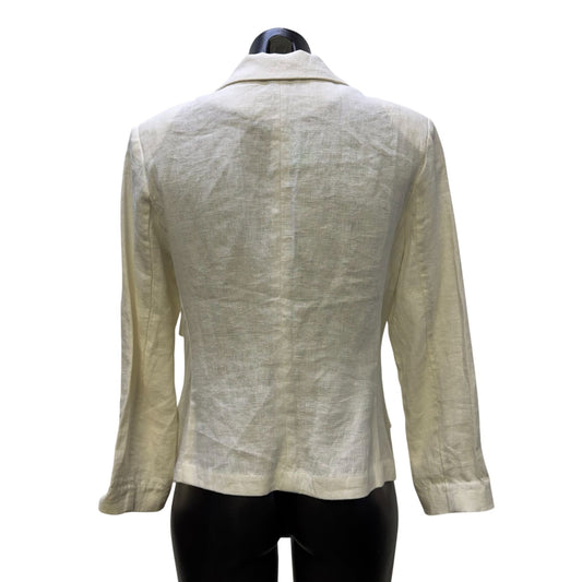Olivia Moon White Linen Blazer Jacket Single Button Size M