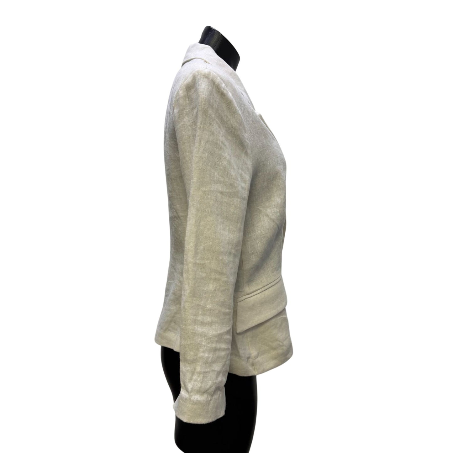 Olivia Moon White Linen Blazer Jacket Single Button Size M