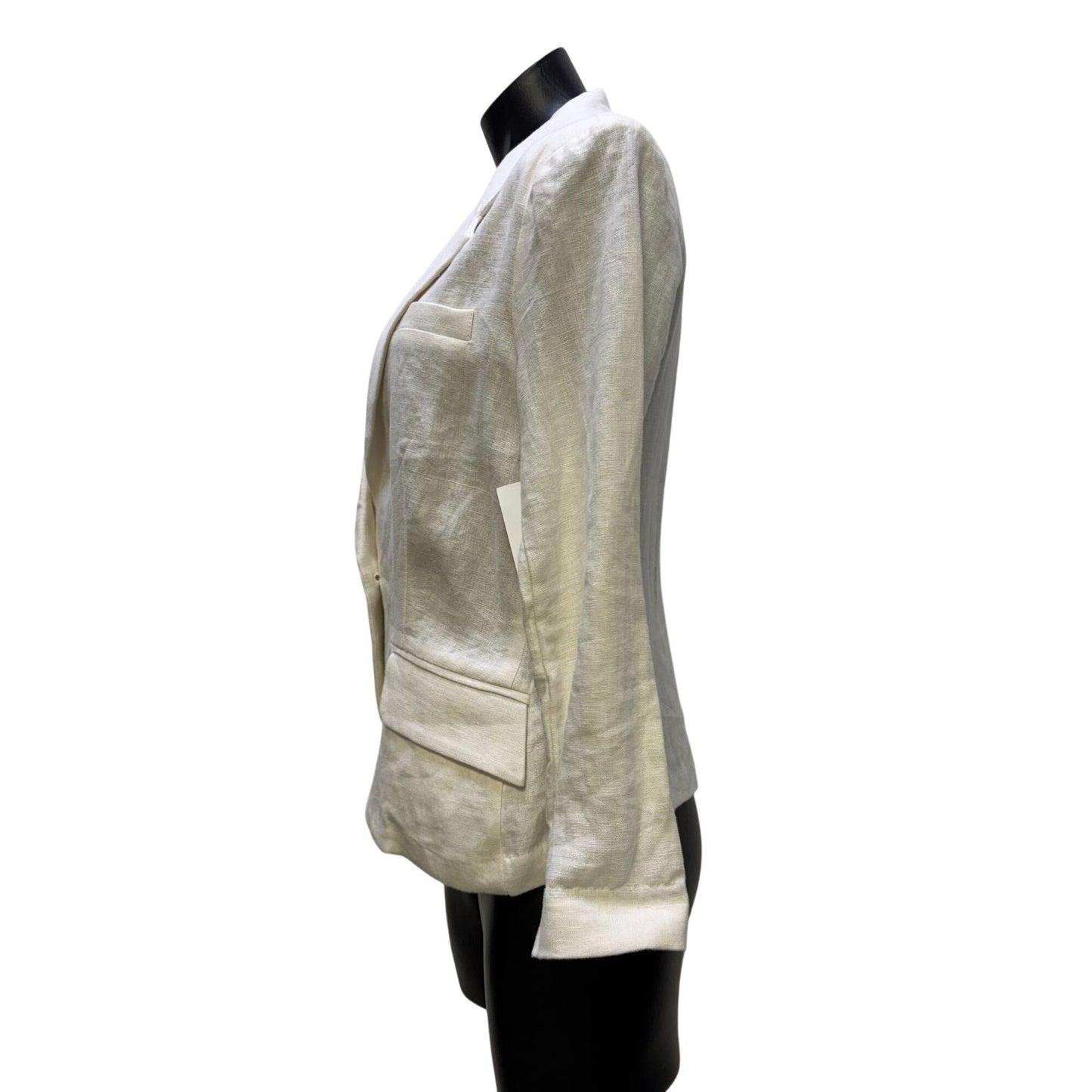 Olivia Moon White Linen Blazer Jacket Single Button Size M