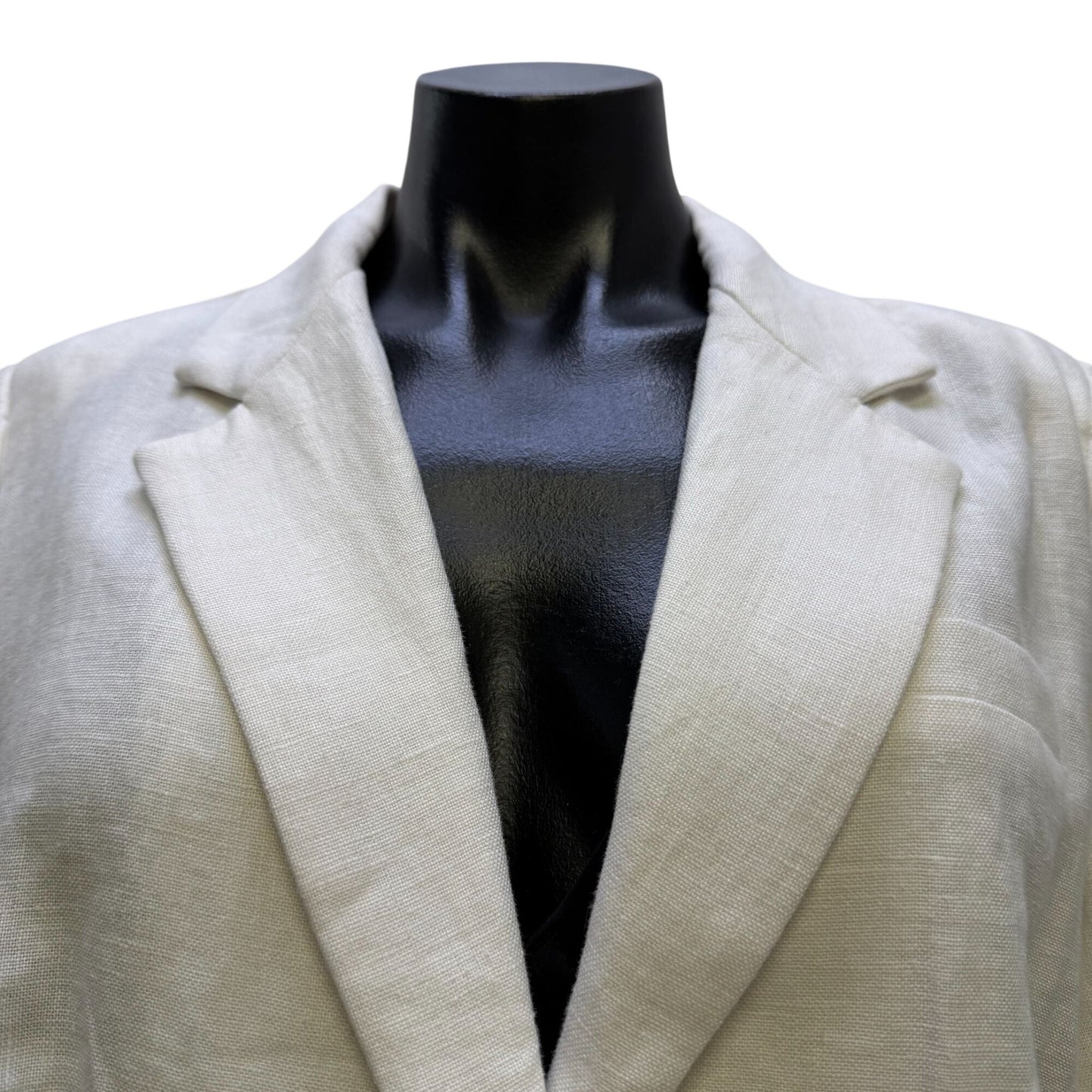 Olivia Moon White Linen Blazer Jacket Single Button Size M