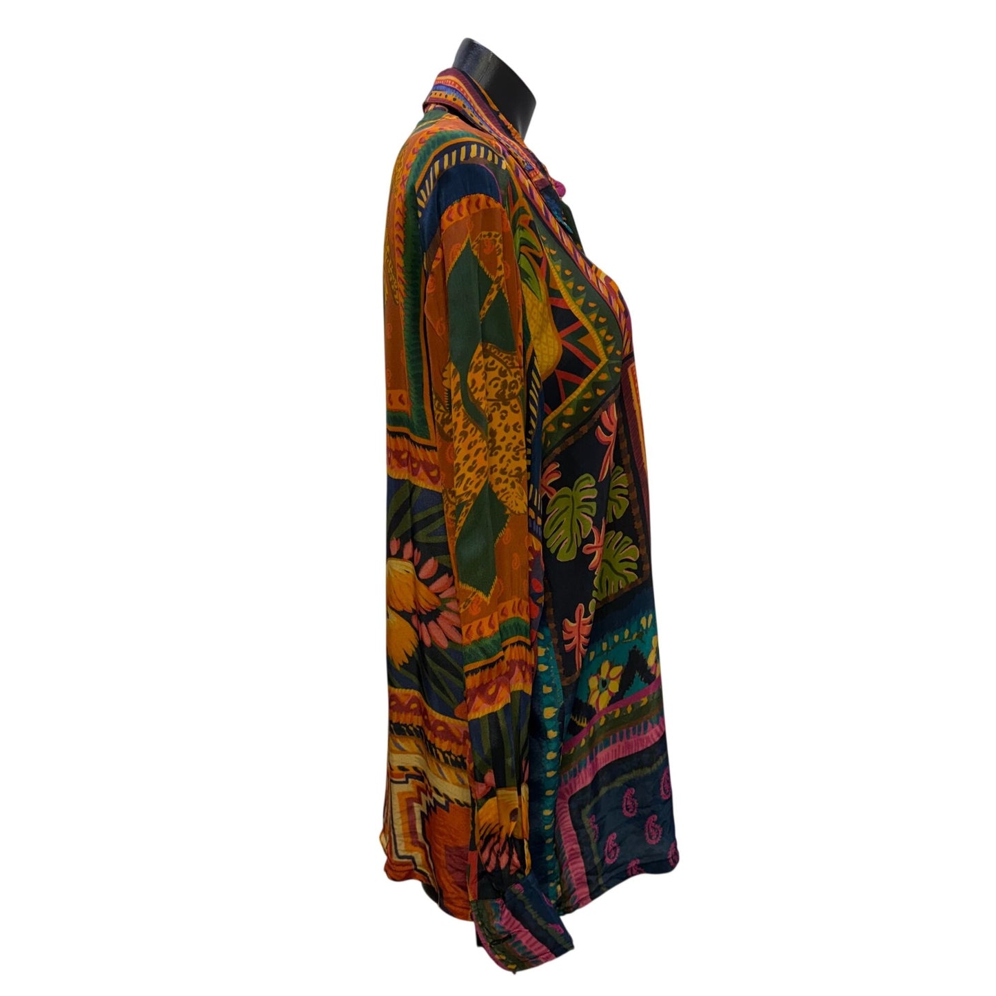 Farm Rio For Anthropologie Multicolor Jungle Print Button-Down Blouse M