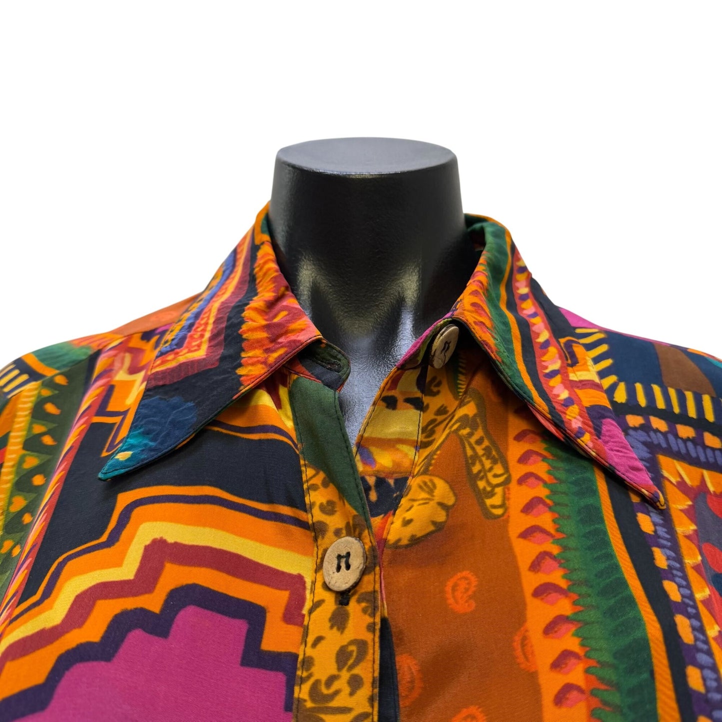 Farm Rio For Anthropologie Multicolor Jungle Print Button-Down Blouse M
