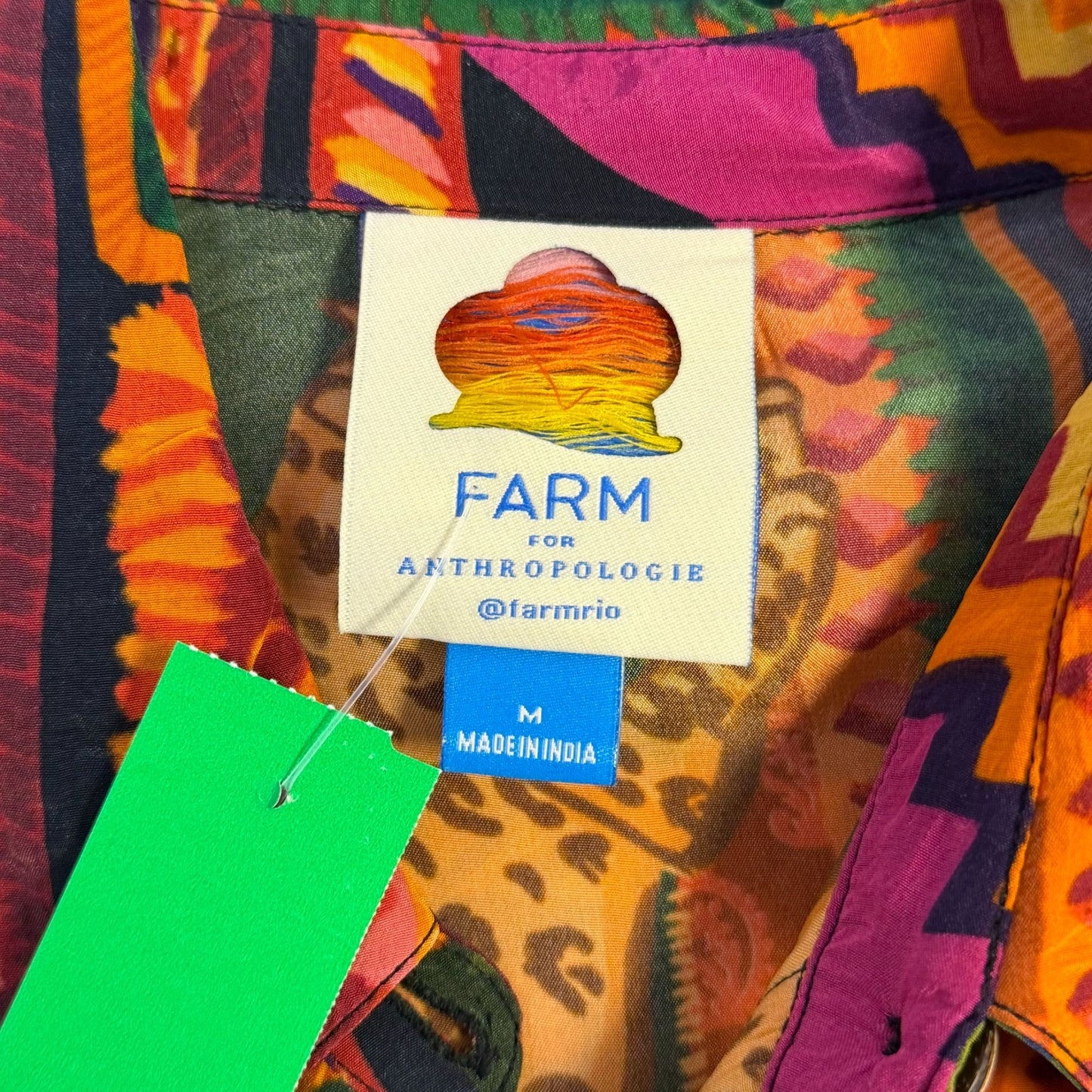 Farm Rio For Anthropologie Multicolor Jungle Print Button-Down Blouse M