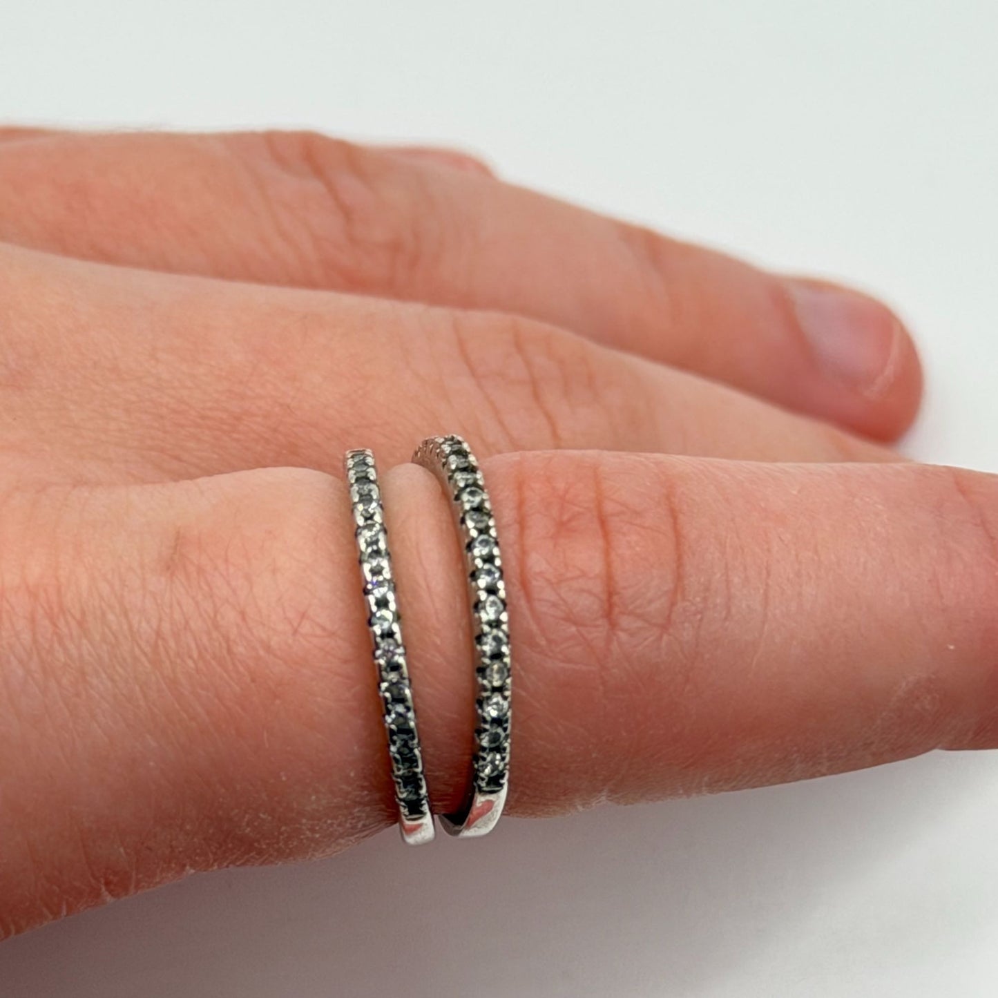 Sterling Silver 925 Stacking Rings Set Red Velvet Box size 6.25