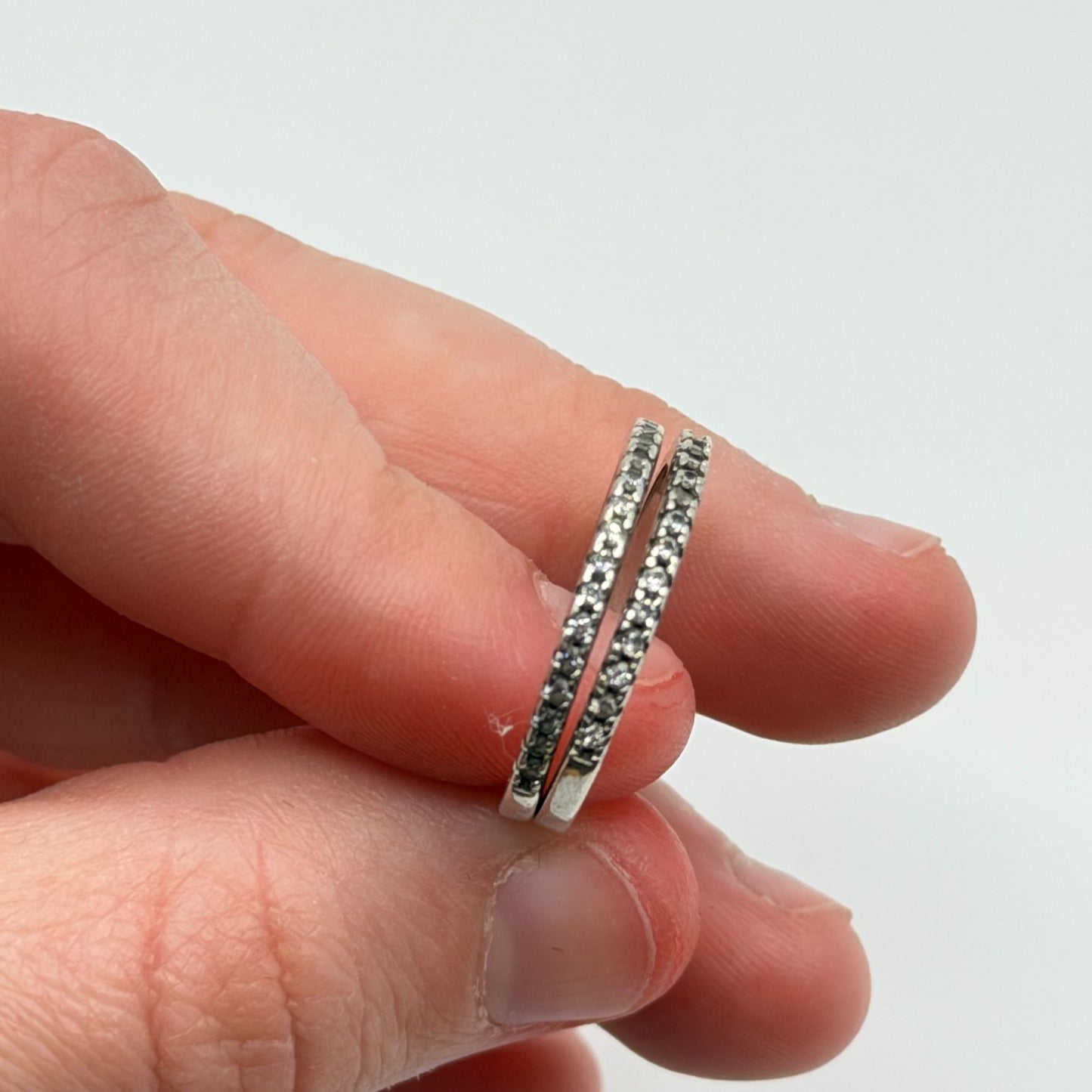 Sterling Silver 925 Stacking Rings Set Red Velvet Box size 6.25