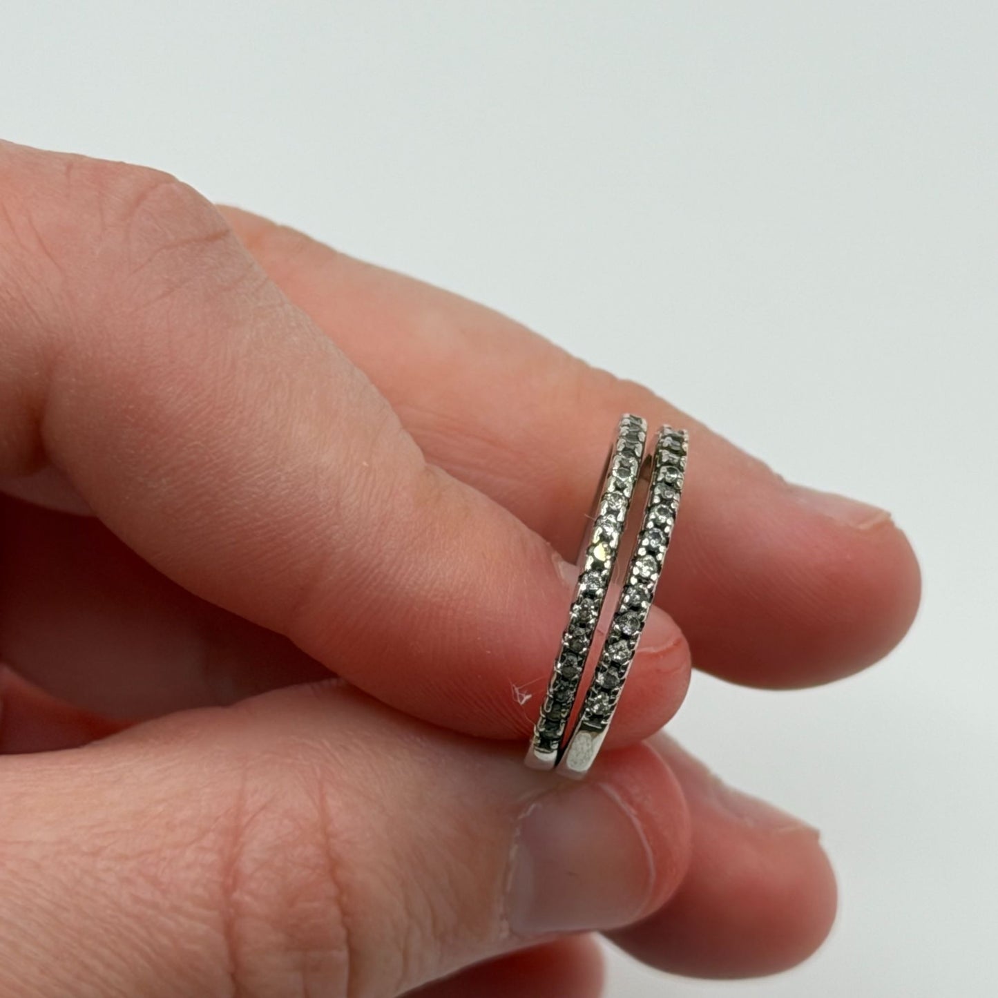 Sterling Silver 925 Stacking Rings Set Red Velvet Box size 6.25